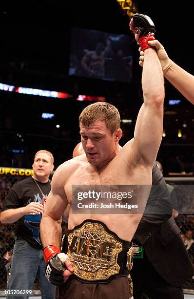 Matt Hughes is victorious over Royce Gracie at UFC 60 at Staples Center on May 27, 2006 in Los Angeles, California.