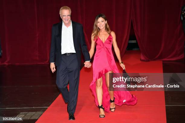 Christophe Lambert and Camilla Ferranti attend the opening ceremony during the 10th Film Festival Lumiere on October 13, 2018 in Lyon, France.