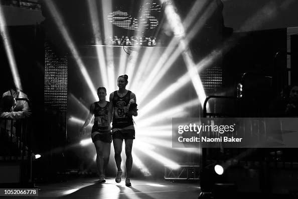 Fast5 Court Competitors walk onto the court during the British Fast5 Netball ...
