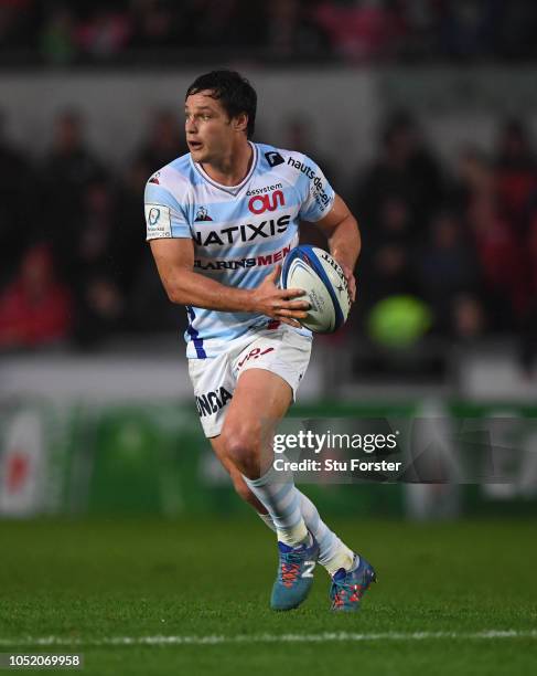 Racing centre Henry Chavancy in action during the Champions Cup match between Scarlets and Racing 92 at Parc y Scarlets on October 13, 2018 in...