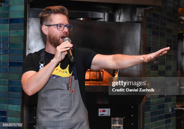 Chef Richard Blais speaks during the Food Network & Cooking Channel New York City Wine & Food Festival Presented By Capital One - Brunch With Wylie...