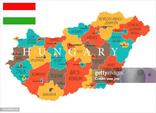 map of hungary - vector - budapest stock illustrations