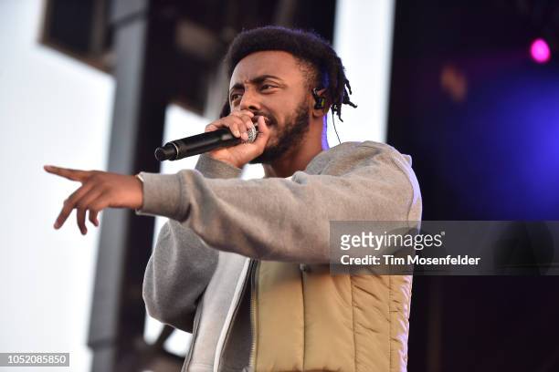 Amine performs during the 2018 Treasure Island Music festival at Middle Harbor Shoreline Park on October 13, 2018 in Oakland, California.