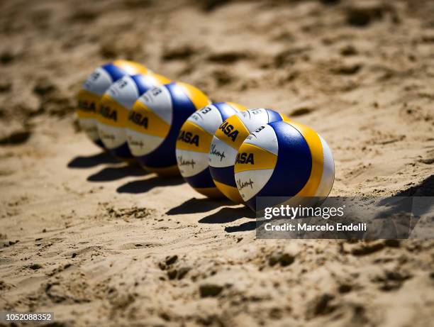 Detail of official ball during day 7 of Buenos Aires 2018 Youth Olympic Games at Green Park on October 13, 2018 in Buenos Aires, Argentina.