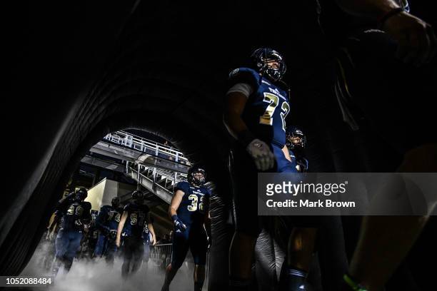 The FIU Golden Panthers wait to take the field before the game against the Middle Tennessee Blue Raiders at Ricardo Silva Stadium on October 13, 2018...