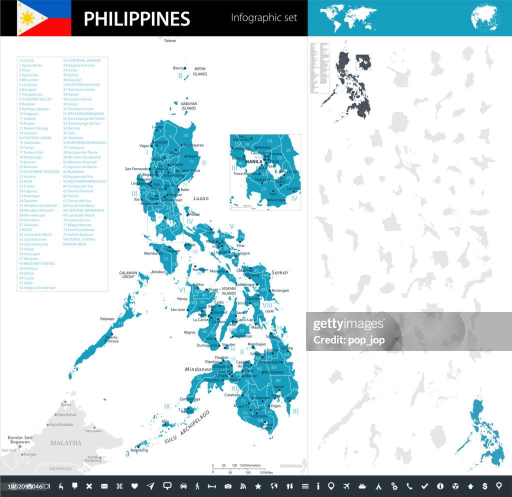 Map of Philippines, - Infographic Vector