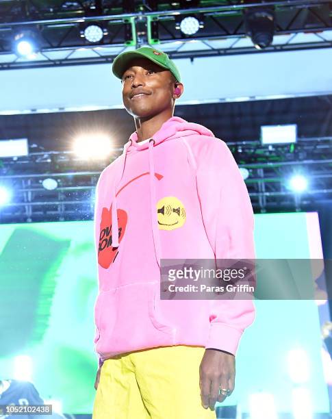 Pharrell Williams of N.E.R.D performs in concert during 2018 AfroPunk Festival Atlanta: Carnival of Consciousness at 787 Windsor on October 13, 2018...