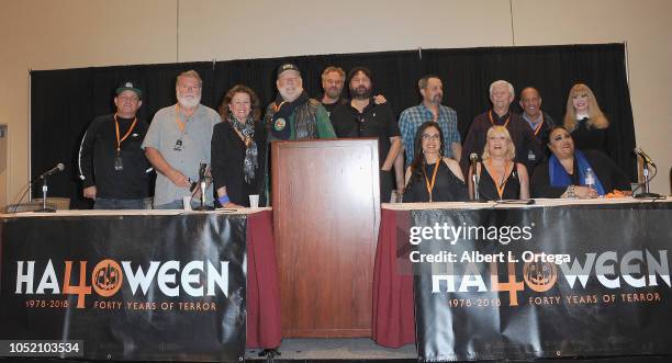 The cast & crew of Halloween II at Halloween Con: 40 Years Of Terror held at Pasadena Civic Center on October 13, 2018 in Pasadena, California.