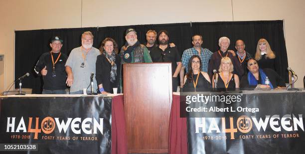 The cast & crew of Halloween II at Halloween Con: 40 Years Of Terror held at Pasadena Civic Center on October 13, 2018 in Pasadena, California.