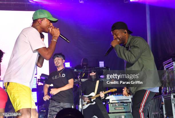 Pharrell Williams and Shay Haley of N.E.R.D perform in concert during 2018 AfroPunk Festival Atlanta: Carnival of Consciousness at 787 Windsor on...