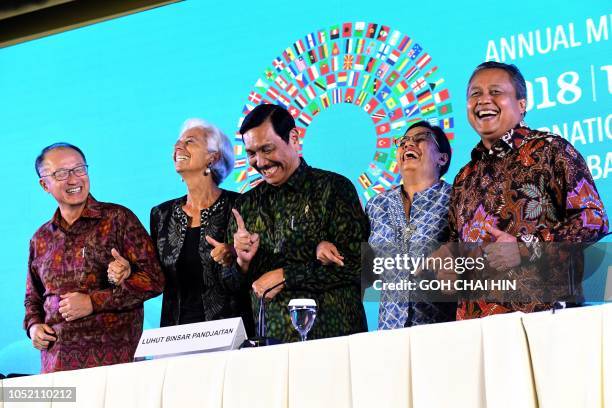 World Bank President Jim Yong Kim, International Monetary Fund chief Christine Lagarde, Indonesia's Coordinating Minister for Maritime Affairs Luhut...