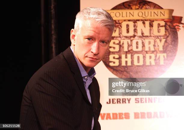 Moderator Anderson Cooper at the "Colin Quinn Long Story Short" broadway sneak peek event at The Snapple Theater Center on October 12, 2010 in New...