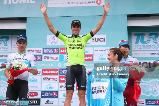 Podium / Alexey Lutsenko of Kazahkstan and Astana Pro Team / Eduard Prades Reverte of Spain and Team Euskadi Basque Country-Murias Blue Leader Jersey...