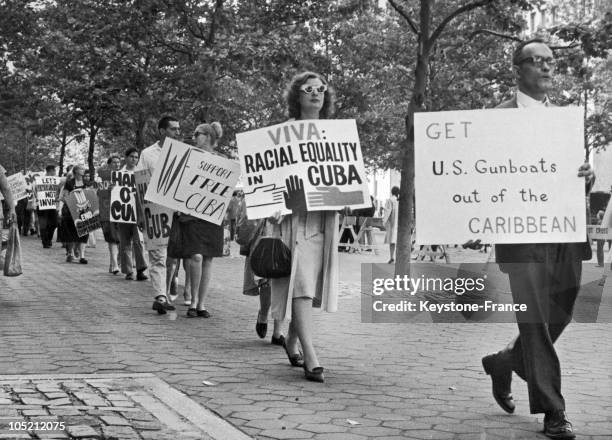 After The American And Anticastrist Intervention In The Bay Of Pigs On April 20 A Group Of Demonstrators, Members Of The Fair Play Commitee...