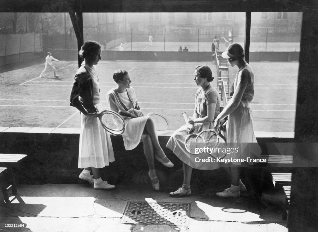 On April 27, 1933 In England, Women Tennis Players Watching A Match