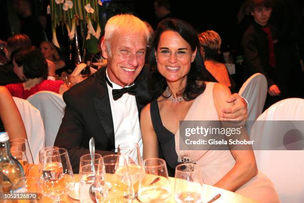 Matthias Mueller Chief Executive Officer of Volkswagen Group, and his girlfriend Natalie Mekelburger, during the Leipzig Opera Ball "Ahoj Cesko" on...