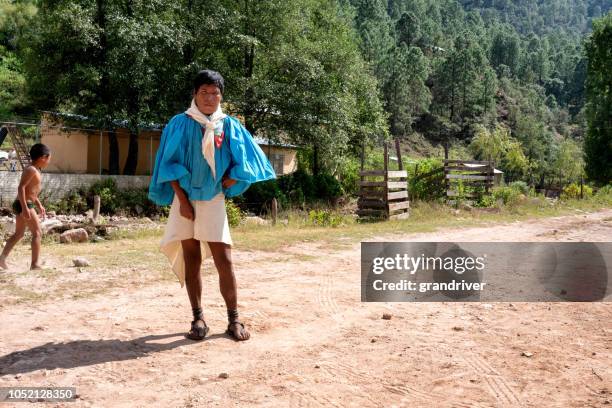 young traditional tarahumara man in sierra madre, mexico - tarahumara stock pictures, royalty-free photos & images