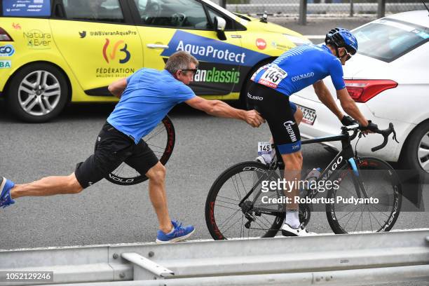 Crew helps Nikolay Trusov of Team Gazprom Rusvelo Russia as he has technical problem during Stage 6 of the 54th Presidential Cycling Tour of Turkey...