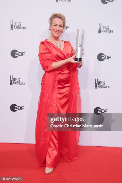 Diana Damrau, winner of the best singer award, attends the OPUS Klassik Award at Konzerthaus Am Gendarmenmarkt on October 14, 2018 in Berlin, Germany.