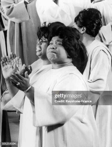 Singer Of U.S. Band Black Nativity Offers A Show At The Theatre Des Champs-Elysees In Paris January 19, 1965.