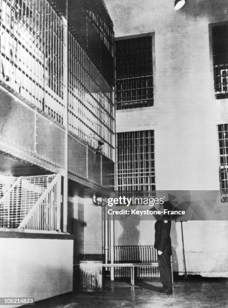 On May 5 While Quietness Was Back In The Alcatrz Prison, A Guard Showed The Spot From Where Prisoners Bernard Coy And His Accomplices Marvin Hubbard,...