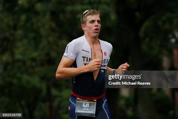 Sam Long of the United States competes in the run portion of the IRONMAN Louisville presented by Norton Sports Health Registration Information on...