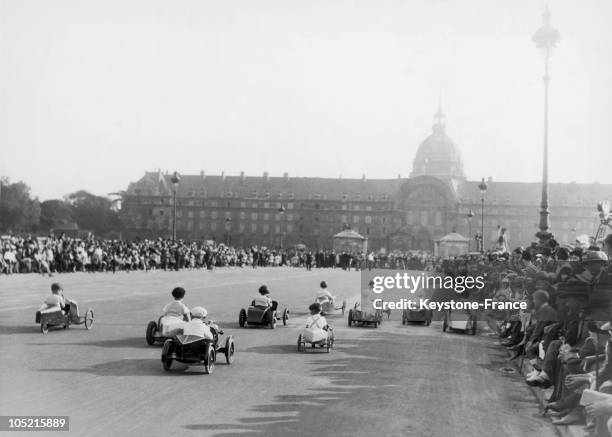 Some Children Taking Part Into The Miniature Cars And Pedal Cars On Place Des Invalides In Paris In The Framework Of The Annual Celebration Of The...