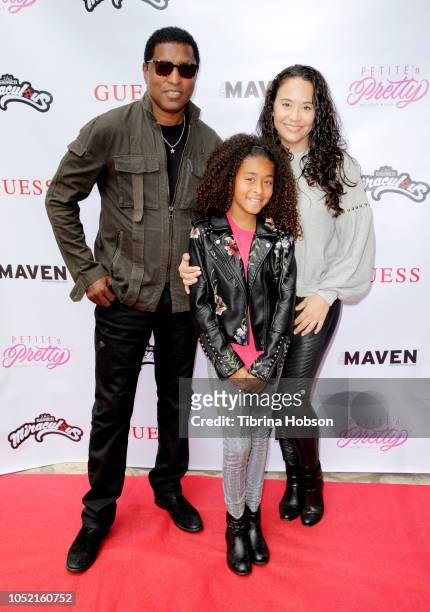 Babyface, Peyton Nicole Edmonds and Nicole Pantenburg attend the Mini MavenÕs New Winter issue release party on October 14, 2018 in Beverly Hills,...