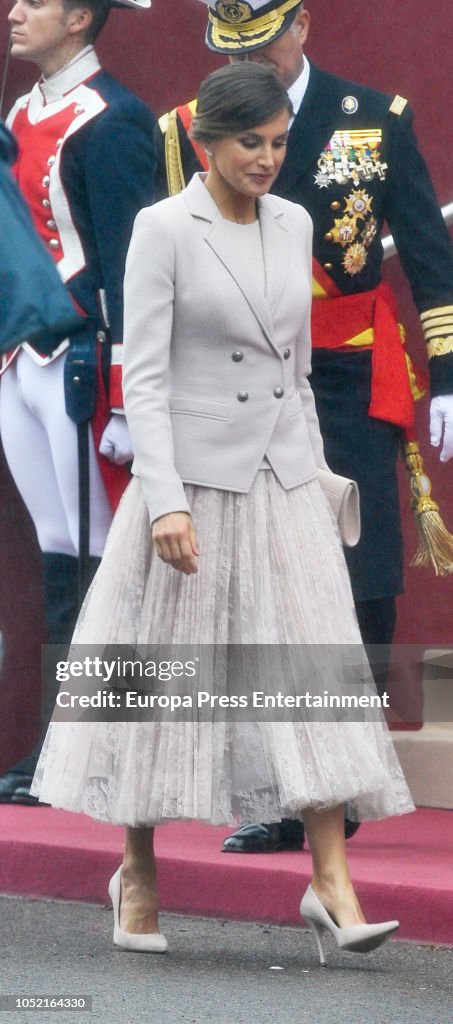 Spanish Royals Attend The National Day Military Parade