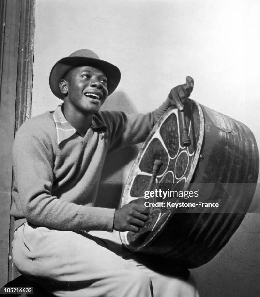 The Musician Sterling Betancourt With His Steelband Around 1940.