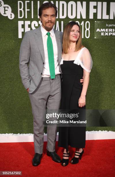 Michael Shannon and Kate Arrington attend attends the World Premiere of "The Little Drummer Girl" during the 62nd BFI London Film Festival on October...