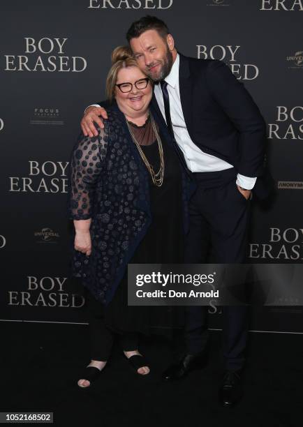 Magda Szubanski and Joel Edgerton attends the Australian Premiere of Boy Erased at Event Cinemas George Street on October 15, 2018 in Sydney,...