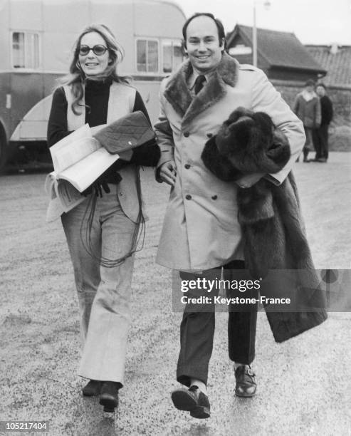On December 1970 In Newmarket, Prince Karim Aga Khan And Begum Salima His Wife At The Horses Market.