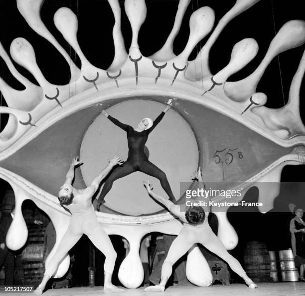 The Dancer Ludmilla Tcherina During Rehearsal Of The Ballet Gala, Set Up By Maurice Bejart With Stage Decorations By Salvador Dali, At The Theatre...