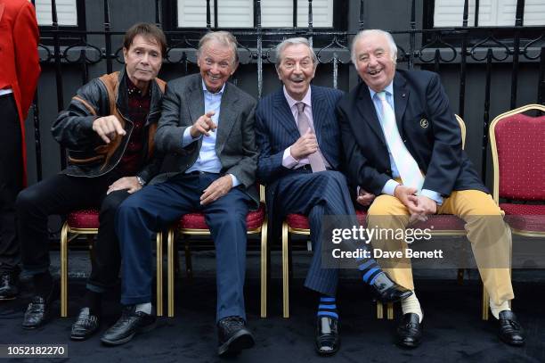 Sir Cliff Richard, Tommy Steele, Des O'Connor and Jimmy Tarbuck attend the unveiling of the London Palladium's 'Wall Of Fame' hosted by Lord Andrew...