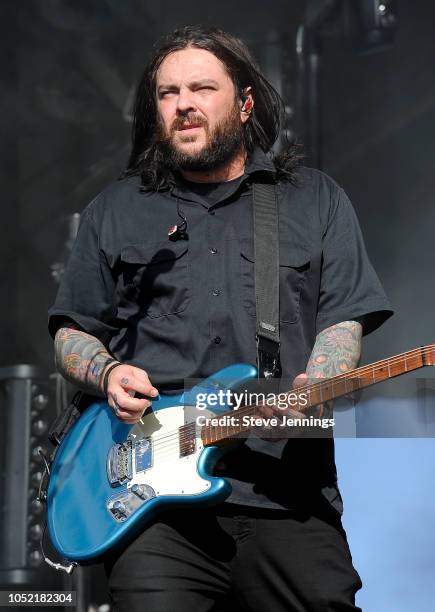 Vocalist Shaun Morgan of Seether performs on Day 2 of Aftershock Festival 2018 at Discovery Park on October 14, 2018 in Sacramento, California.