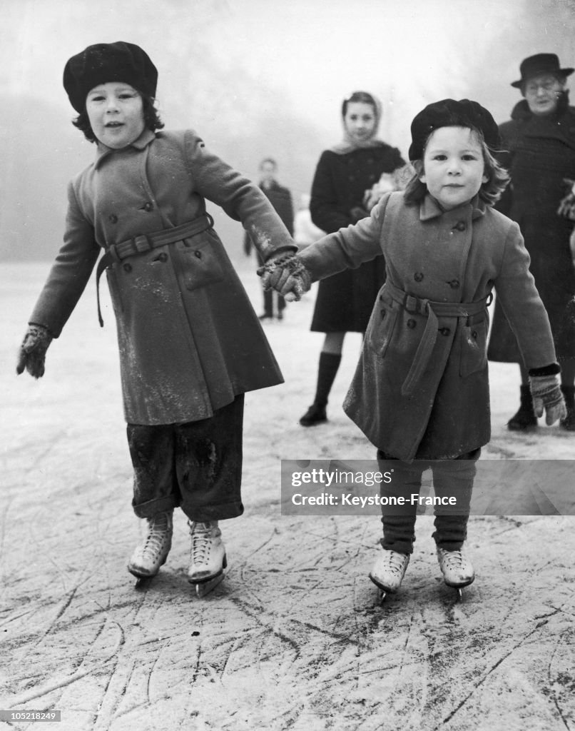The Daughters Of Viscountess Bearsted Skate In St James Park In 1954