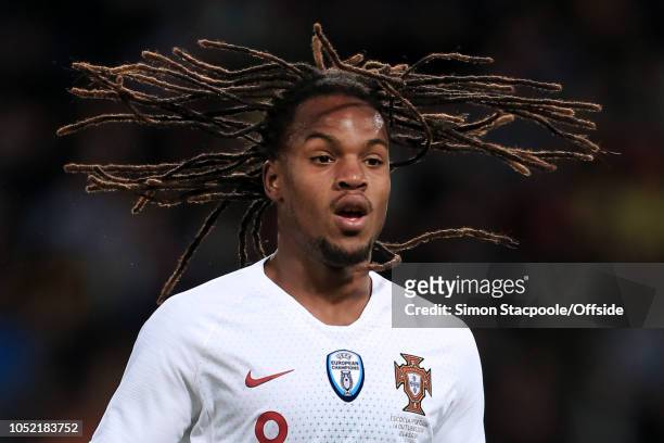Renato Sanches of Portugal lets his hair fly loose during the International Friendly match between Scotland and Portugal at Hampden Park on October...