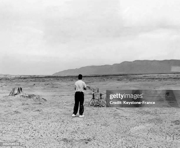 On December 9 64Km Away From An Atomic Bomb Test-Explosion Near Carrizozo, New Mexico , The Area Is Covered In Crackled Soil Which First First Melted...