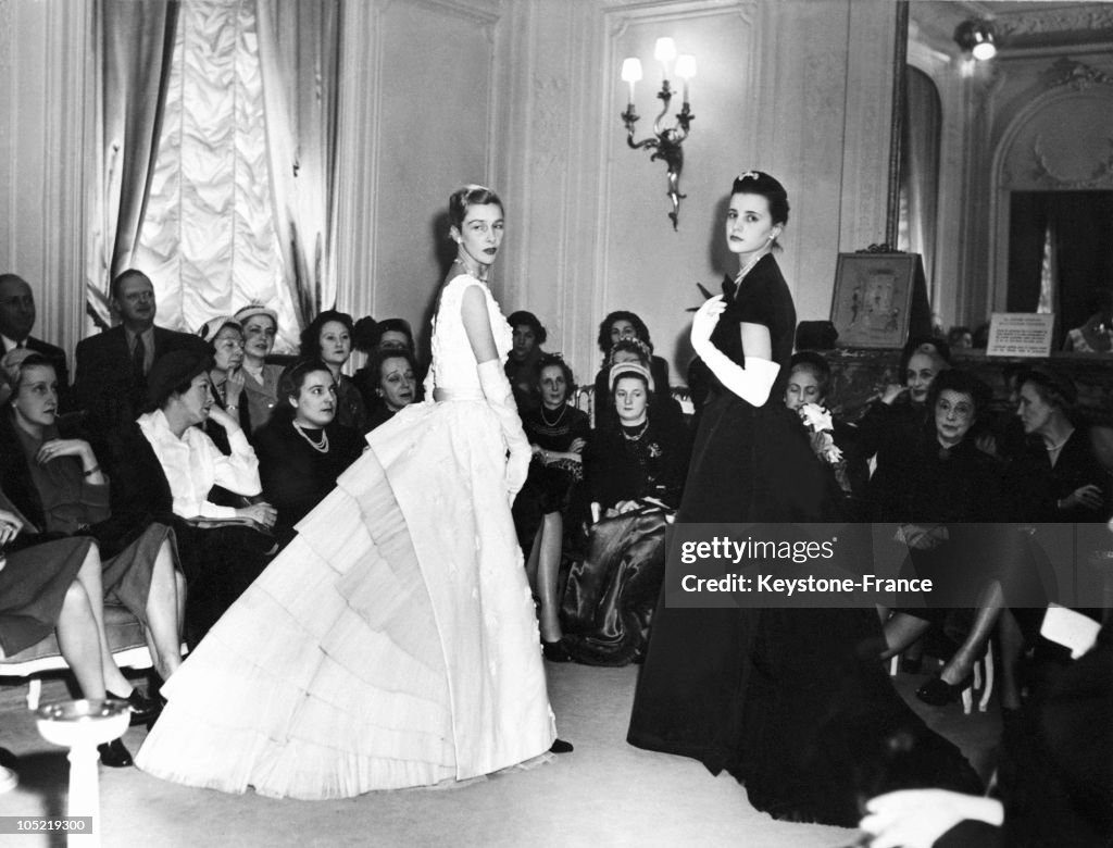 Showing Of Evening Dresses Made By Christian Dior Around 1948