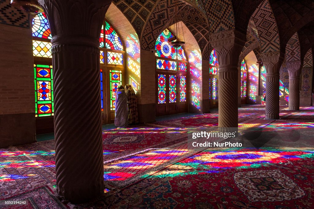 Morning light in Pink Mosque in Iran