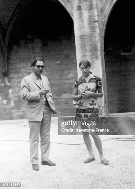 The French Film-Maker Jean-Luc Godard And His Young Wife, The Actress Anne Wiazemsky In Avignon On July 29, 1967.