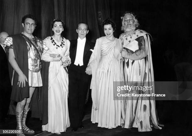 From Left To Right, Mario Del Monaco, The Greek Opera Singer Maria Callas, Composer Antonio Votto, The Mezzo-Soprano Gulietta Siminoato And The...