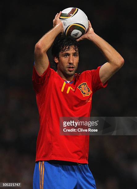 Joan Capdevila of Spain during the UEFA EURO 2012 Group I qualifying match between Scotland and Spain at Hampden Park on October 12, 2010 in Glasgow,...