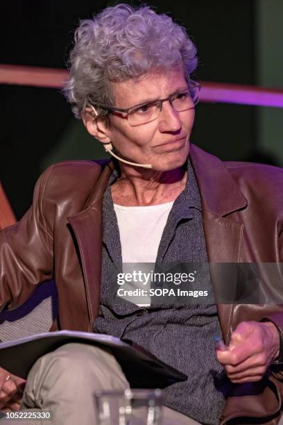 Fina Birulés, philosopher and one of the greatest specialists in the work of Hannah Arendt is seen during her speech at the Bienal of Thought in...