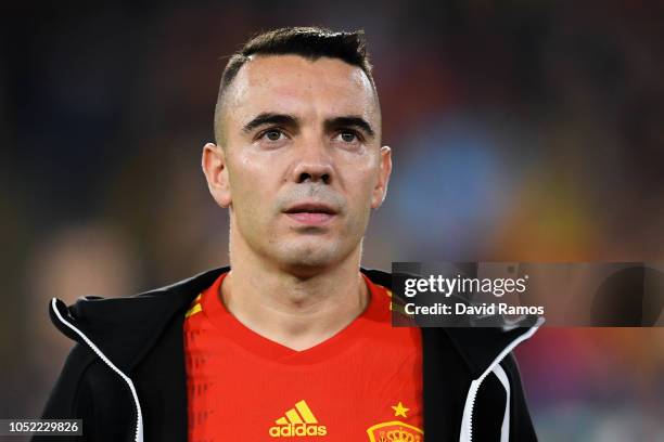 Iago Aspas of Spain looks on during the UEFA Nations League A group four match between Spain and England at Estadio Benito Villamarin on October 15,...