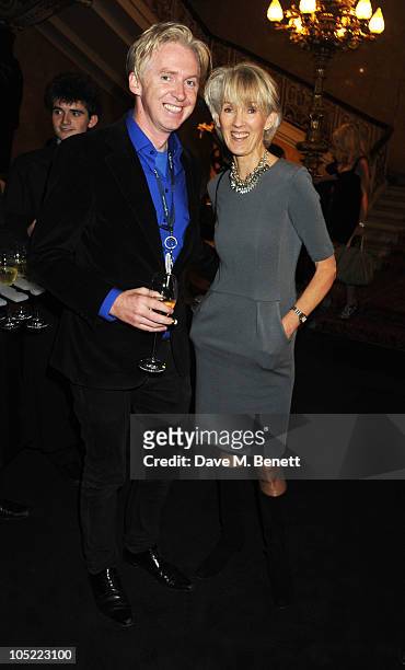 Philip Treacy and Joanna Trollope attend the global launch of Vertu Constellation Quest at Lancaster House on October 12, 2010 in London, England.