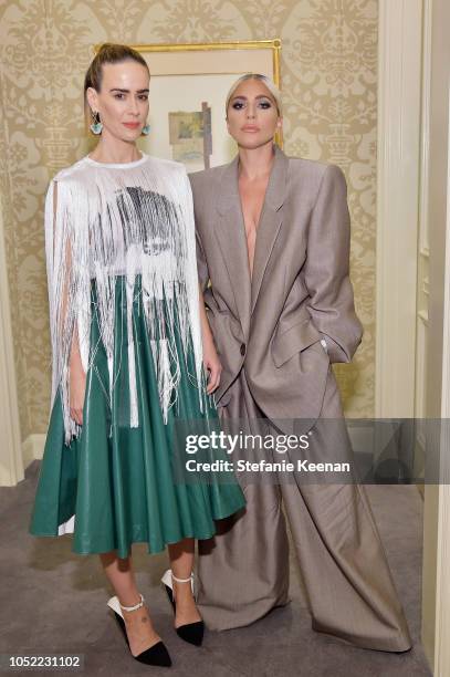 Sarah Paulson and Lady Gaga attend ELLE's 25th Annual Women In Hollywood Celebration presented by L'Oreal Paris, Hearts On Fire and CALVIN KLEIN at...