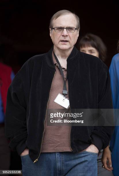 Paul Allen, co-founder of Microsoft Corp., exits a session at the Allen & Co. Media and Technology Conference in Sun Valley, Idaho, U.S., on Friday,...
