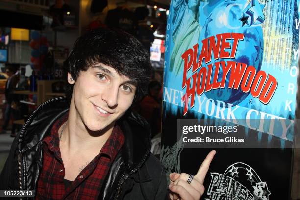 Mitchel Musso poses as he promotes his new album "Brainstorm" at Planet Hollywood Times Square on October 12, 2010 in New York City.